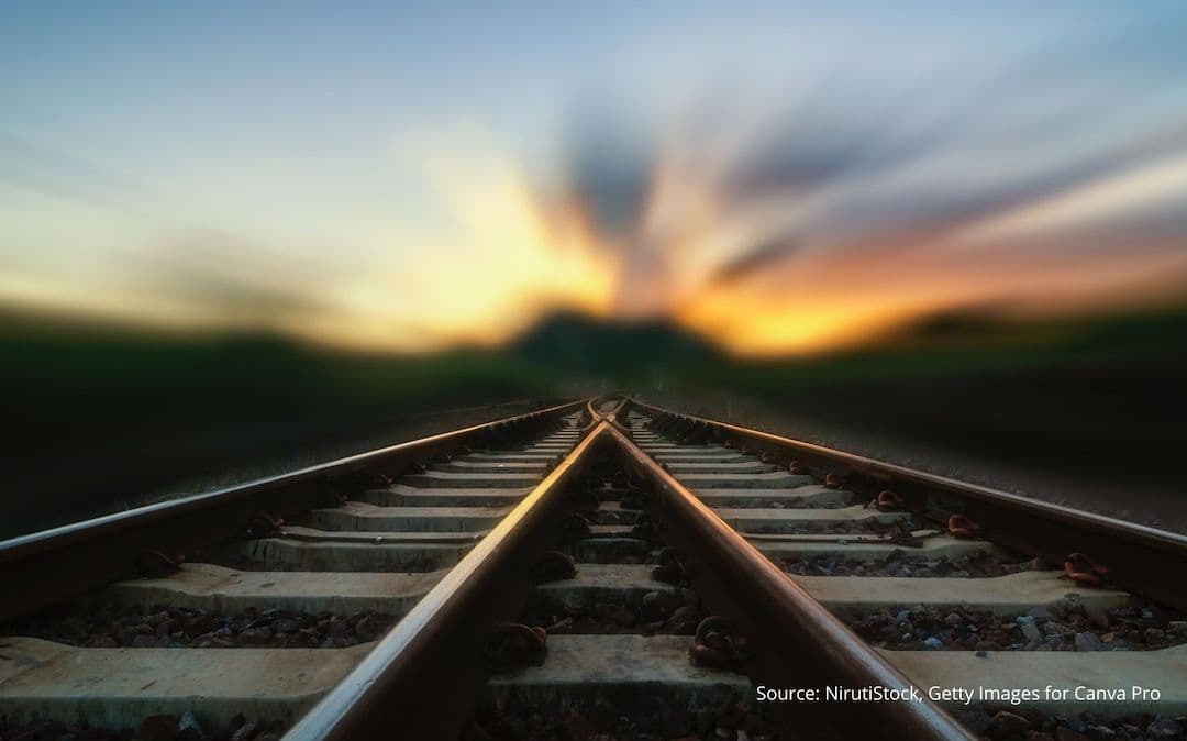 Railroad in the sunset to illustrate the pursuit of positive outcomes.