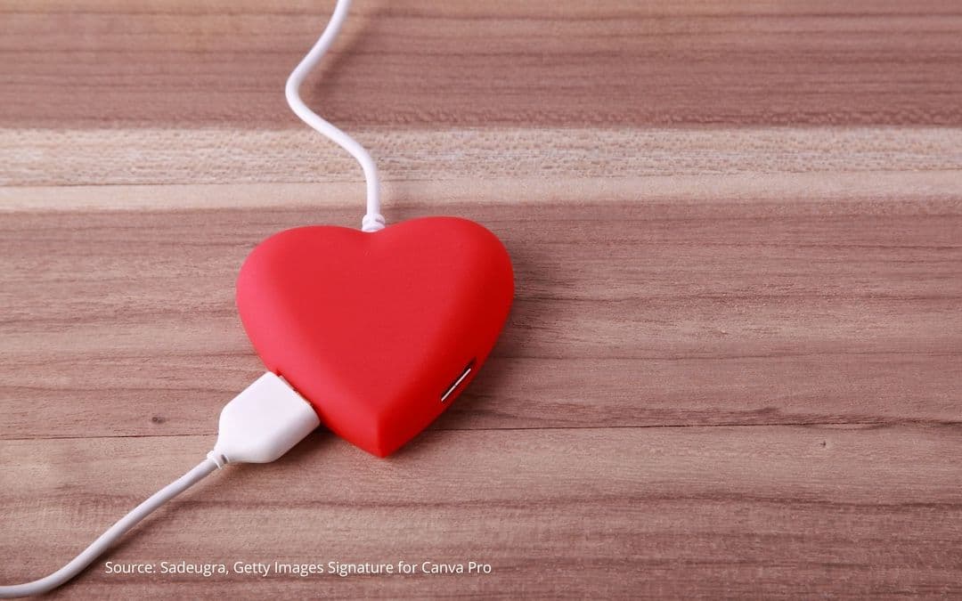 Symbolic heart that is plugged in, to illustrate how a sense of belonging affects us.