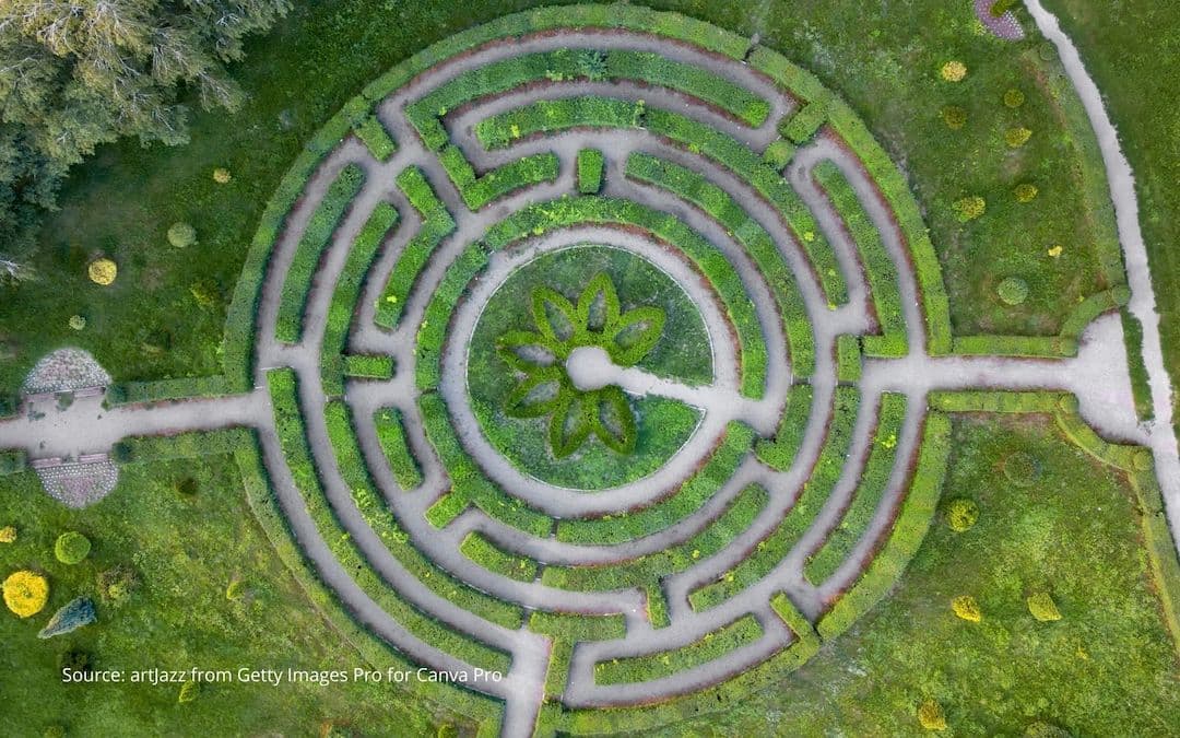 A labyrinth to illustrate finding a way out.