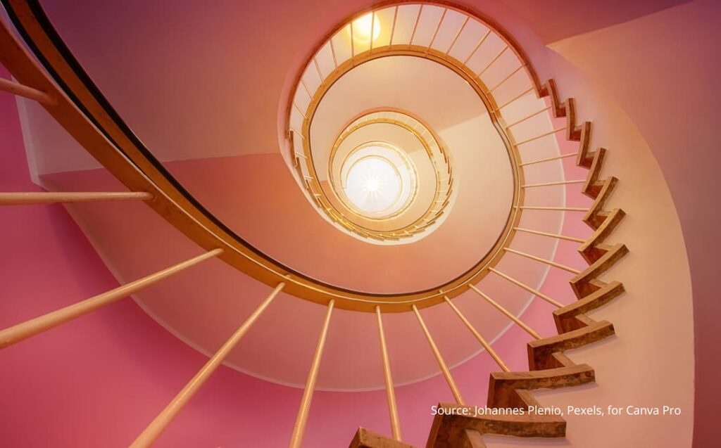 Spiral staircase to illustrate the confusion caused by gaslighting behavior.