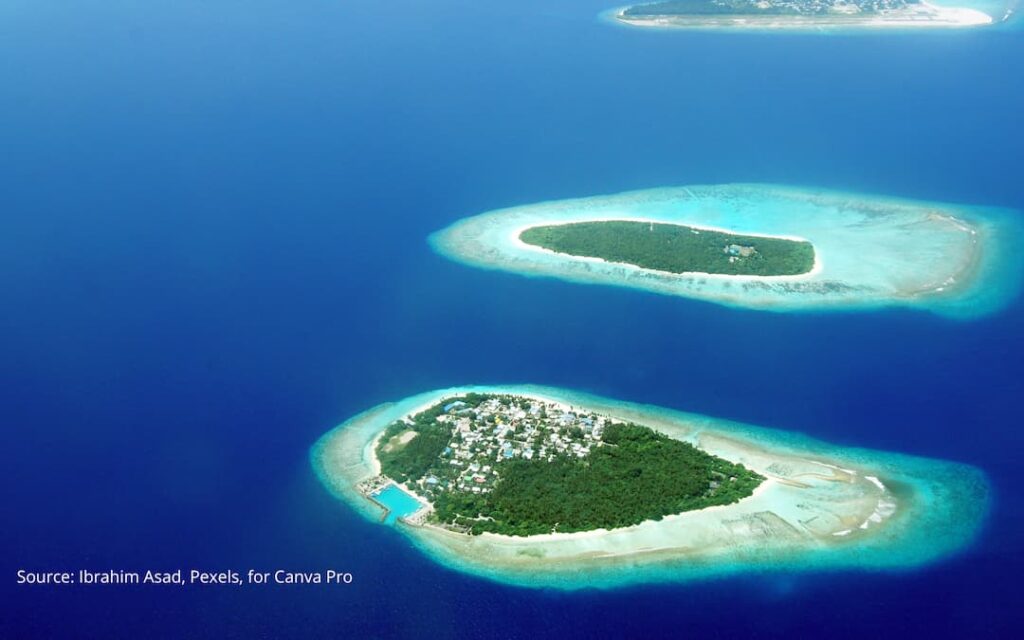 Aerial view of islands.