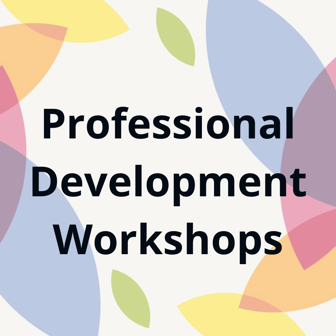Colorful button for professional development workshops
