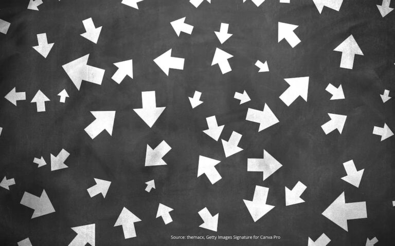 Black background with arrows pointing in all directions to illustrate a blog post on how to deal with uncertainty.